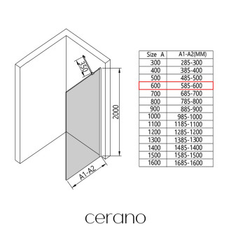 CERANO - Sprchová zástěna Walk-in Onyx Y L/P - 8 mm - chrom, mléčné sklo- 60x200 cm