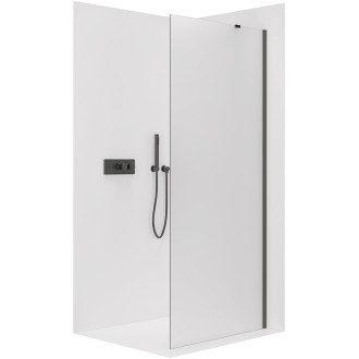CERANO - Sprchová zástěna Walk-in Onyx Y L/P - 8 mm - kulatá vzpěra - černá matná, mléčné sklo - 30x200 cm