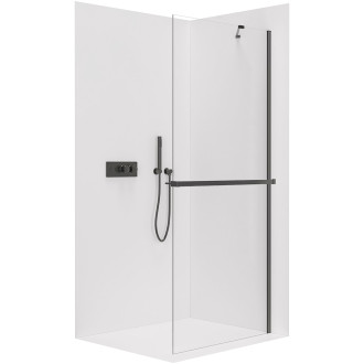 CERANO - Sprchová zástěna Walk-in Onyx Y L/P - 8 mm + polička/držák - černá matná, transparentní sklo - 120x200 cm