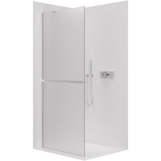 CERANO - Sprchová zástěna Walk-in Onyx Y L/P - 8 mm + polička/držák na ručníky - chrom, mléčné sklo - 90x200 cm