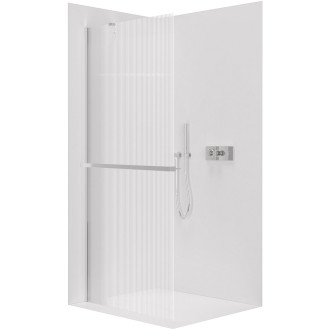CERANO - Sprchová zástěna Walk-in Onyx Y L/P - 8 mm + polička/držák na ručníky - chrom, rýhované sklo - 160x200 cm