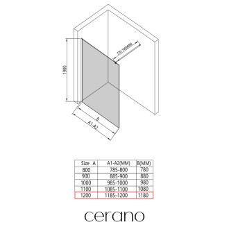 CERANO - Sprchová zástěna Walk-in Onyx Round L/P - 6 mm - černá matná, transparentní sklo - 120x190 cm