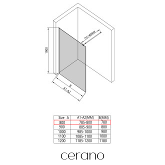 CERANO - Sprchová zástěna Walk-in Opal L/P - 6 mm - černá matná, transparentní sklo - 80x190 cm