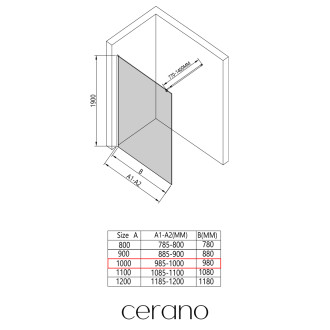 CERANO - Sprchová zástěna Walk-in Onyx Round L/P - 6 mm - chrom, transparentní sklo - 100x190 cm