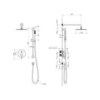 Y system prysznicowy podtynkowy, 2-wyjściowy, nikiel szczotkowany