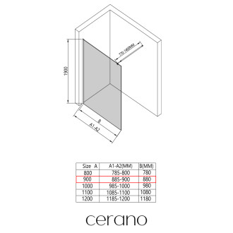 CERANO - Sprchová zástěna Walk-in Onyx Round L/P - 6 mm - chrom, transparentní sklo - 90x190 cm