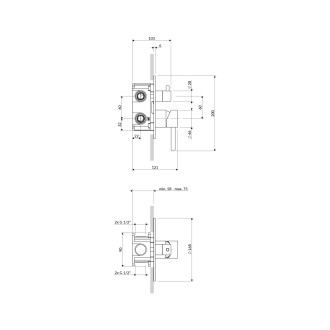 Y element natynkowy baterii prysznicowej 2-wyjściowej, złoty połysk