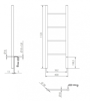 elektrický sušák PRIMAVERA, 500x1600 mm, C31 černá matná RADPRI501631