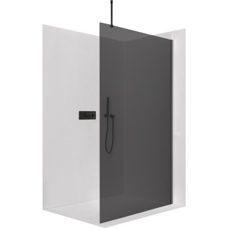 CERANO - Sprchová zástěna Walk-in Orbis Top Round L/P - 8 mm - kulatá vzpěra - chrom, grafitové sklo - 110x200 cm