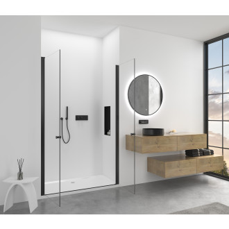 CERANO Sprchové 2-křídlové dveře Antelo L/P černá mat, transparent sklo 140x190