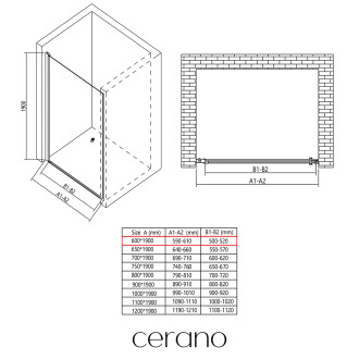 CERANO - Sprchové křídlové dveře Antelo L/P - 6 mm - černá matná, transparentní sklo - 60x190 cm