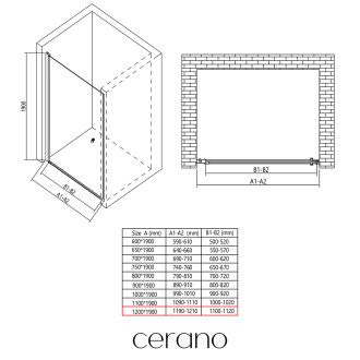 CERANO - Sprchové křídlové dveře Antelo L/P - 6 mm - chrom, transparentní sklo - 120x190 cm