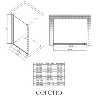 CERANO - Sprchové křídlové dveře Antelo L/P - 6 mm - chrom, transparentní sklo - 65x190 cm