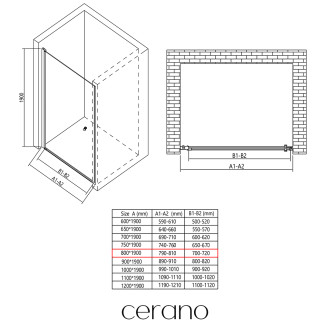 CERANO - Sprchové křídlové dveře Antelo L/P - 6 mm - chrom, transparentní sklo - 80x190 cm