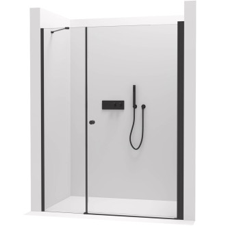 CERANO - Sprchové křídlové dveře Antelo s pevnou částí  L/P - 6 mm - černá matná, transparentní sklo - 80x50x190 cm