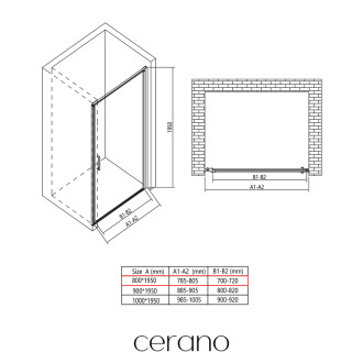 CERANO Sprchové křídlové dveře Porte L/P černá mat, grafitové sklo 80x195 CER-8050BD7248