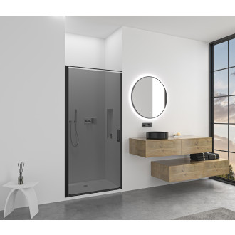 CERANO - Sprchové otočné dveře Porte L/P - 8 mm - černá matná, grafitové sklo - 90x195 cm