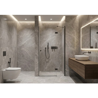 CERANO - Sprchové pantové dveře Marino L/P - 6 mm - černá matná, transparentní sklo - 100x190 cm