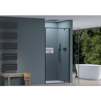 CERANO - Sprchové pivotové dveře Ferri L/P - 6 mm - černá matná, transparentní sklo - 80x195 cm