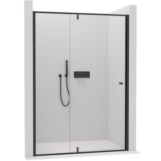 CERANO - Sprchové pivotové dveře Santini L/P - 6 mm - černá matná, transparentní sklo - 100x195 cm