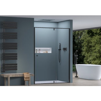 CERANO - Sprchové pivotové dveře Santini L/P - 6 mm - černá matná, transparentní sklo - 140x195 cm