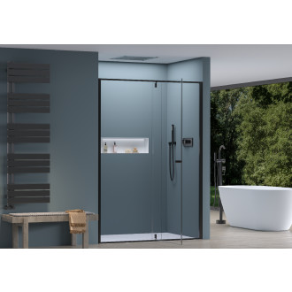 CERANO - Sprchové pivotové dveře Santini L/P - 6 mm - černá matná, transparentní sklo - 140x195 cm