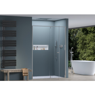 CERANO - Sprchové pivotové dveře Santini L/P - 6 mm - chrom, transparentní sklo - 140x195 cm