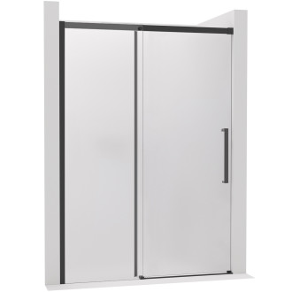 CERANO - Sprchové posuvné dveře Lantono - levá - 8 mm - Soft-Close - černá matná, mléčné sklo - 160x195 cm
