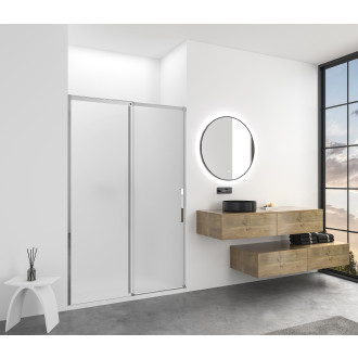 CERANO - Sprchové posuvné dveře Lantono - levá - 8 mm - Soft-Close - chrom, mléčné sklo - 110x195 cm
