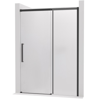 CERANO - Sprchové posuvné dveře Lantono - pravá - 8 mm - Soft-Close - černá matná, mléčné sklo - 150x195 cm