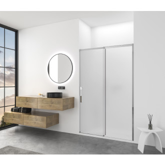 CERANO - Sprchové posuvné dveře Lantono - pravá - 8 mm - Soft-Close - chrom, mléčné sklo - 110x195 cm