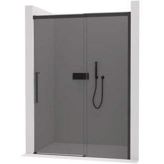 CERANO - Sprchové posuvné dveře Lantono L/P - 8 mm - Soft-Close - černá matná, grafitové sklo - 170x195 cm