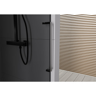 CERANO - Sprchové posuvné dveře Lantono L/P - 8 mm - Soft-Close - černá matná, grafitové sklo - 170x195 cm