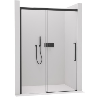 CERANO - Sprchové posuvné dveře Lantono L/P - 8 mm - Soft-Close - černá matná, transparentní sklo - 130x195 cm