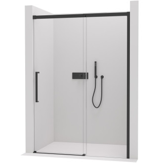 CERANO - Sprchové posuvné dveře Lantono L/P - 8 mm - Soft-Close - černá matná, transparentní sklo - 130x195 cm