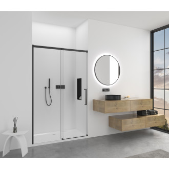 CERANO Sprchové posuvné dveře Lantono L/P černá matná, transp.sklo 150x195 cm CER-432055