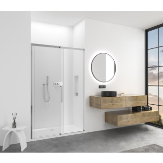 CERANO - Sprchové posuvné dveře Lantono L/P - 8 mm - Soft-Close - chrom, transparentní sklo - 100x195 cm