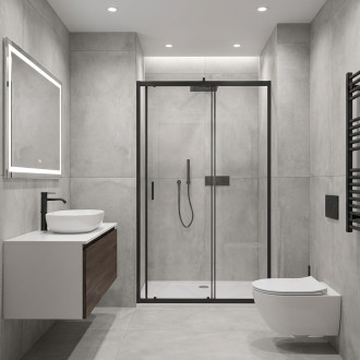 CERANO - Sprchové posuvné dveře Orlano L/P - 5 mm - černá matná, transparentní sklo - 130x195 cm