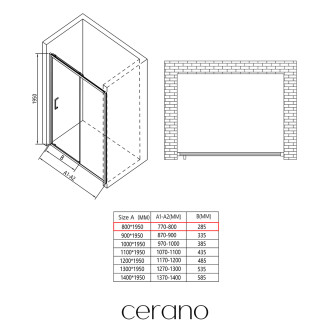 CERANO - Sprchové posuvné dveře Orlano L/P - 5 mm - černá matná, transparentní sklo - 80x195 cm