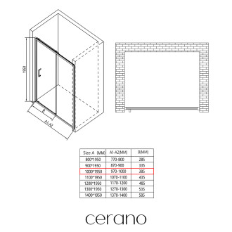 CERANO - Sprchové posuvné dveře Orlano L/P - 5 mm - chrom, transparentní sklo - 100x195 cm