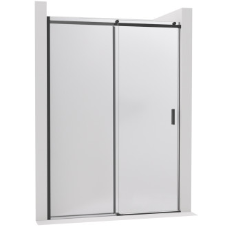 CERANO - Sprchové posuvné dveře Santoro - levá - 6 mm - černá matná, mléčné sklo - 120x195 cm