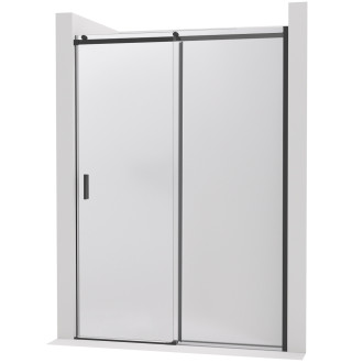 CERANO - Sprchové posuvné dveře Santoro - pravá - 6 mm - černá matná, mléčné sklo - 140x195 cm