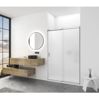 CERANO - Sprchové posuvné dveře Santoro - pravá - 6 mm - chrom, mléčné sklo - 130x195 cm