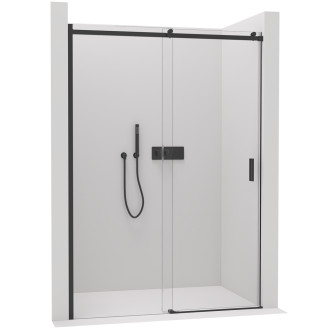 CERANO - Sprchové posuvné dveře Santoro L/P - 6 mm - černá matná, transparentní sklo - 130x195 cm