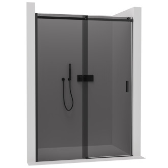CERANO - Sprchové posuvné dveře Santoro L/P - 8 mm - černá matná, grafitové sklo - 130x195 cm