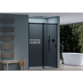 CERANO - Sprchové posuvné dveře Santoro L/P - 8 mm - černá matná, grafitové sklo - 160x195 cm