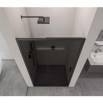 CERANO - Sprchové posuvné dveře Varone LINE L/P - 6 mm - černá matná, grafitové sklo - 130x195 cm