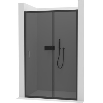 CERANO - Sprchové posuvné dveře Varone LINE L/P - 6 mm - černá matná, grafitové sklo - 150x195 cm