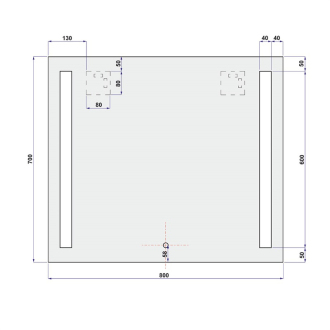 Zrcadlo 800x700 mm, LED osvětlení CN699