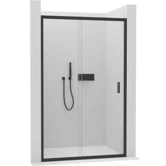 CERANO - Sprchové posuvné dveře Varone LINE L/P - 6 mm - černá matná, transparentní sklo - 140x195 cm